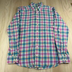 Castaway Nantucket Island Button Down Mens Casual Long Sleeve Plaid Colorful M